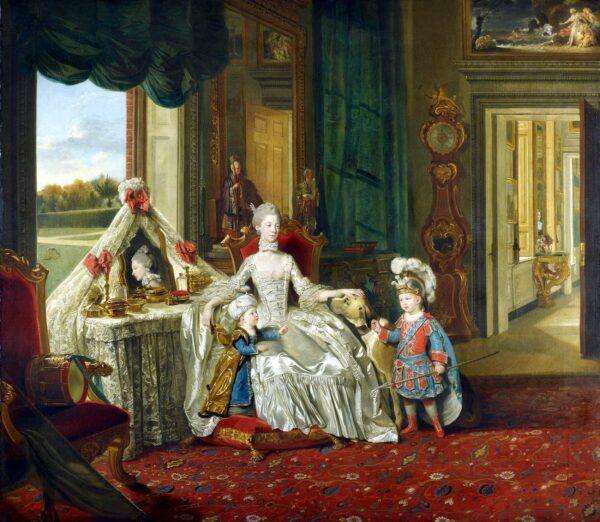Queen Charlotte with her Two Eldest Sons by Johann Zoffany, hand-painted oil painting reproduction