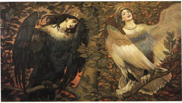 Sirin and Alkonost – Birds of Joy and Sorrow by Viktor Vasnetsov, hand-painted oil painting reproduction