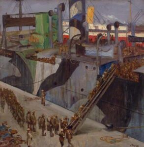American Troops Embarking, Southampton by John Lavery, hand-painted oil painting reproduction