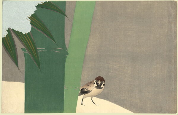 Sparrow beside Bamboo in Snow by Kamisaka Sekka, hand-painted oil reproduction