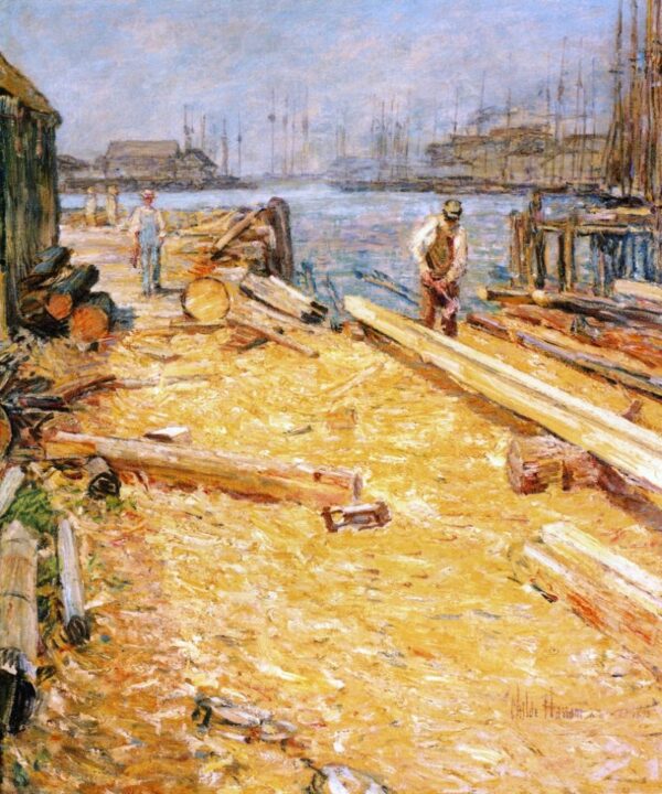 Sparyard, Inner Harbor, Gloucester by Frederick Childe Hassam, hand-painted oil painting reproduction