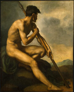 Nude Warrior with a Spear by Théodore Géricault, hand-painted oil painting reproduction