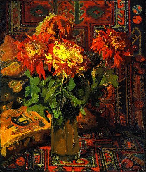Spider Mums by Franz Bischoff, hand-painted oil reproduction