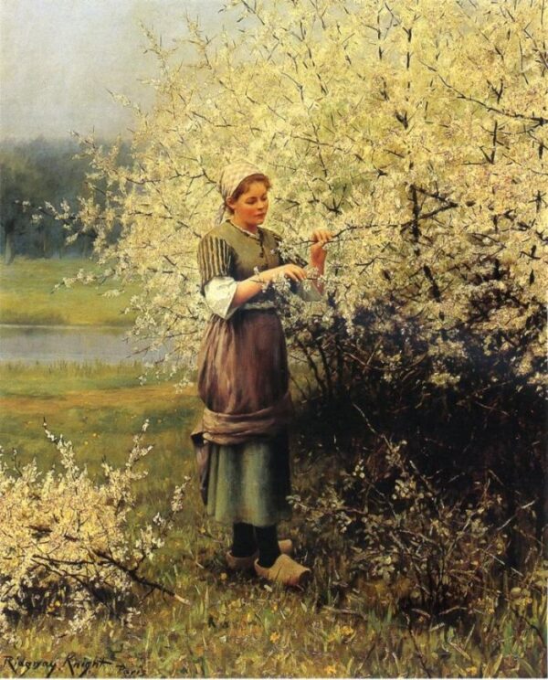 Spring Blossoms by Daniel Ridgway Knight, hand-painted oil painting reproduction