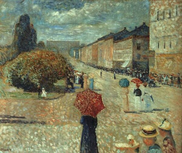 Spring Day on Karl Johann by Edvard Munch, hand-painted oil painting reproduction
