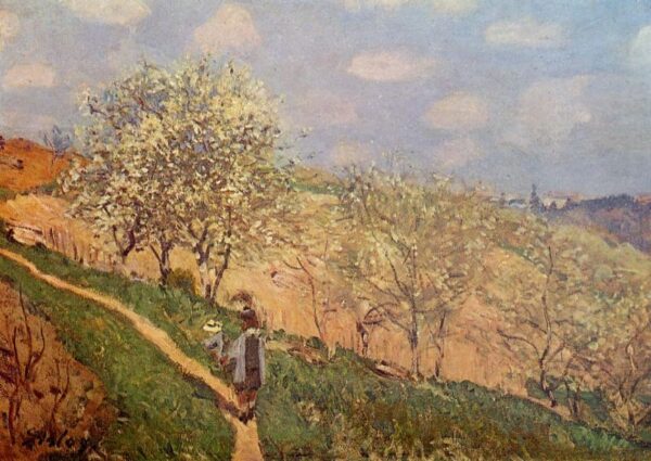 Spring in Bougival by Alfred Sisley, hand-painted oil painting reproduction
