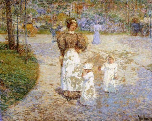 Spring in Central Park by Frederick Childe Hassam, hand-painted oil painting reproduction