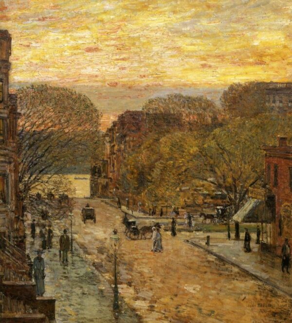 Spring on West 78th Street by Frederick Childe Hassam, hand-painted oil painting reproduction