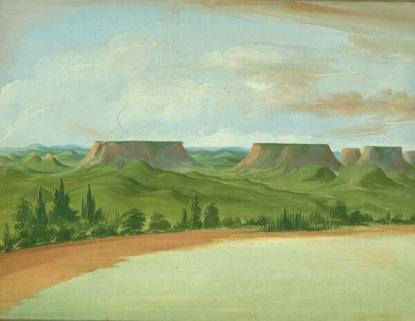 Square Hills, 1200 Miles above St. Louis by George Catlin, hand-painted oil painting reproduction