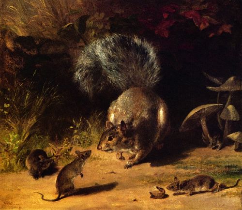 Squirrel and Mice by William Holbrook Beard, hand-painted oil reproduction