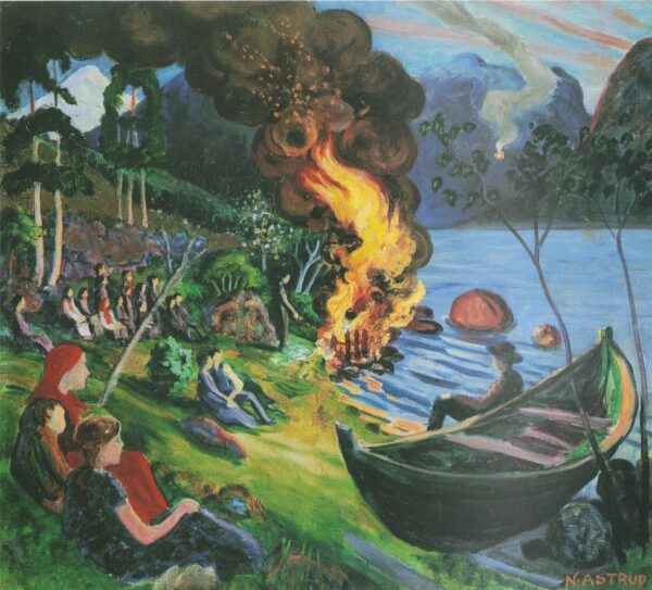St. Hansb?l ved J?lstervatnet by Nikolai Astrup, hand-painted oil painting reproduction