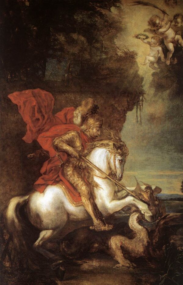 St George and the Dragon by Sir Anthony van Dyck, hand-painted oil painting reproduction