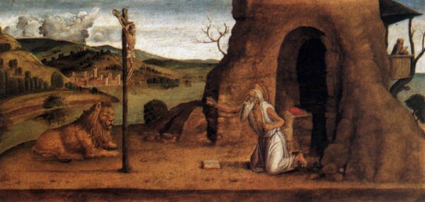 St Jerome in the Desert by Lazzaro Bastiani, hand-painted oil painting reproduction