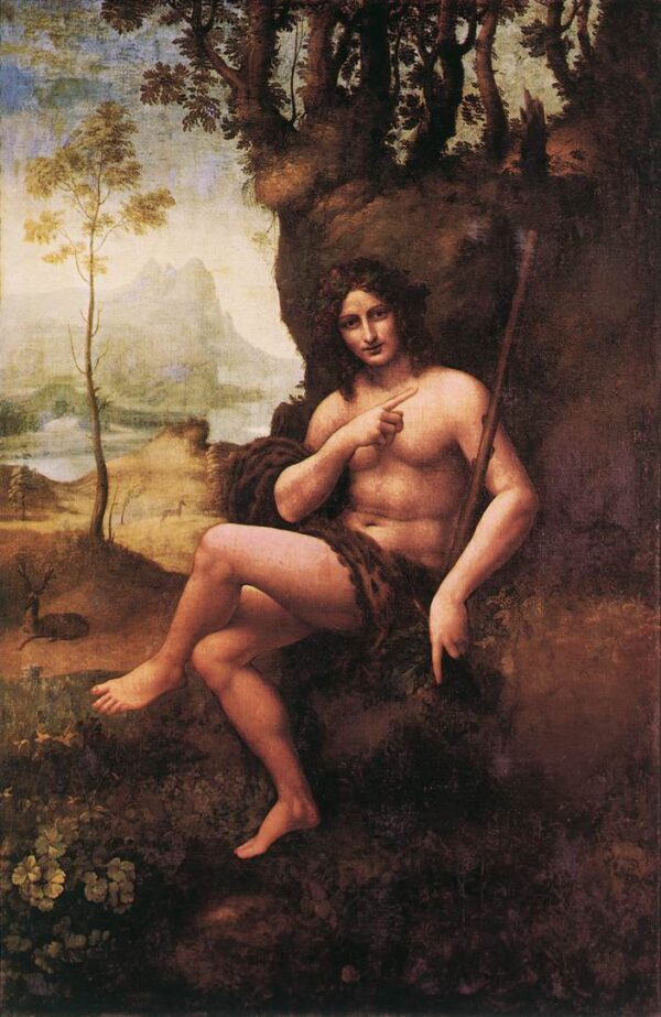 St John in the Wilderness by Leonardo da Vinci, hand-painted oil painting reproduction
