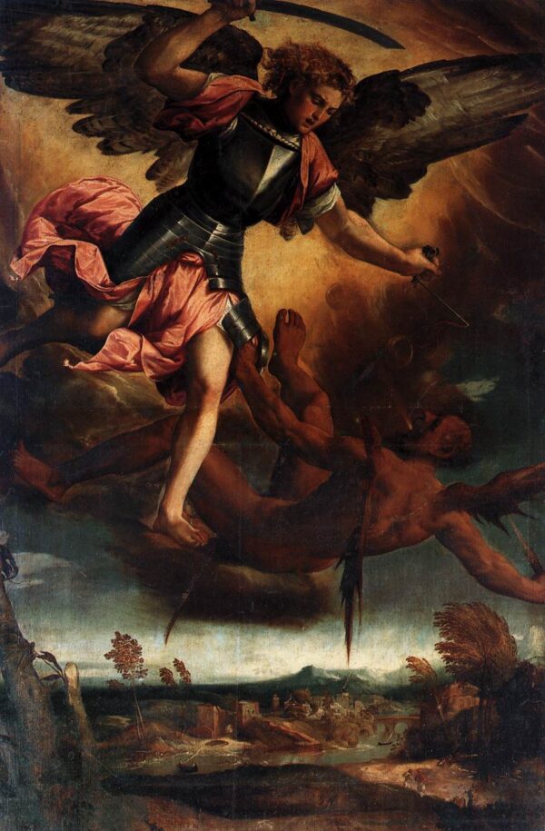 St Michael Vanquishing the Devil by Bonifacio Veronese, hand-painted oil painting reproduction