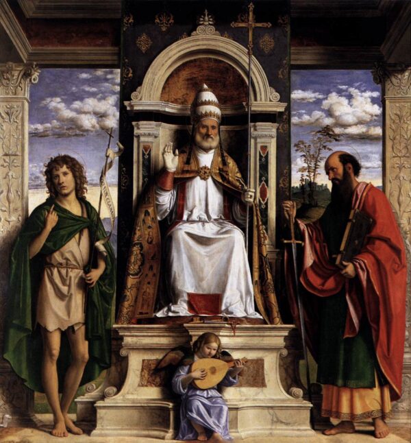 St Peter Enthroned with Saints by Cima da Conegliano, hand-painted oil painting reproduction