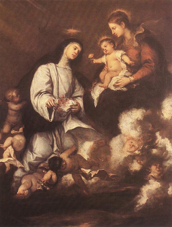 St Rose of Lima before the Madonna by José Antolínez, hand-painted oil painting reproduction
