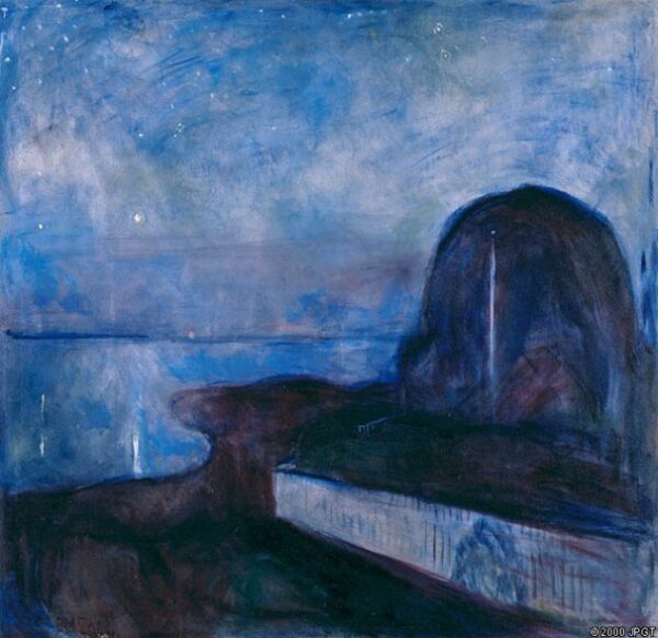 Starry Night, Norwegian by Edvard Munch, hand-painted oil painting reproduction