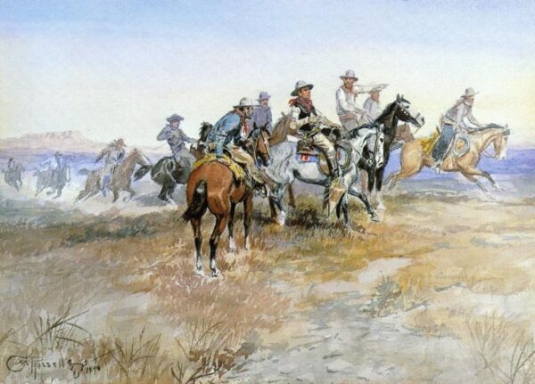 Start of Roundup by Charles Marion Russell, hand-painted oil painting reproduction
