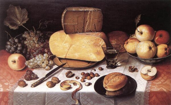 Still-Life with Fruit, Nuts and Cheese by Floris Claesz van Dijck, hand-painted oil painting reproduction