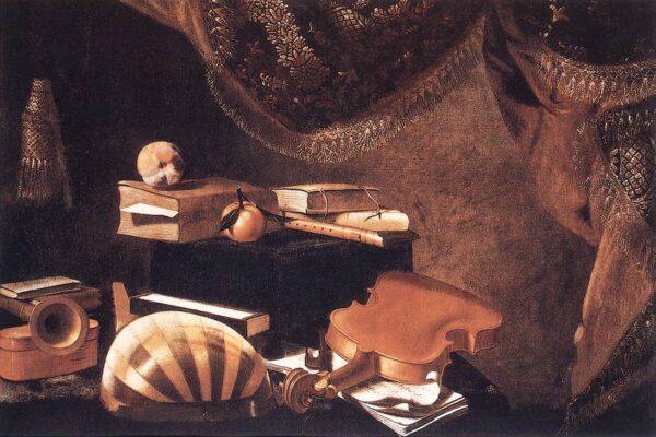 Still-Life with Musical Instruments by Evaristo Baschenis, hand-painted oil painting reproduction