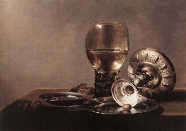 Still life with Wine Glass and Silver Bowl by Pieter Claesz, hand-painted oil painting reproduction
