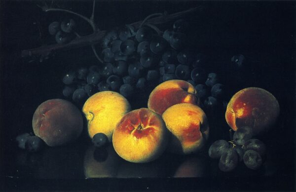 Still Life with Peaches and Grapes by Joseph Decker, hand-painted oil painting reproduction