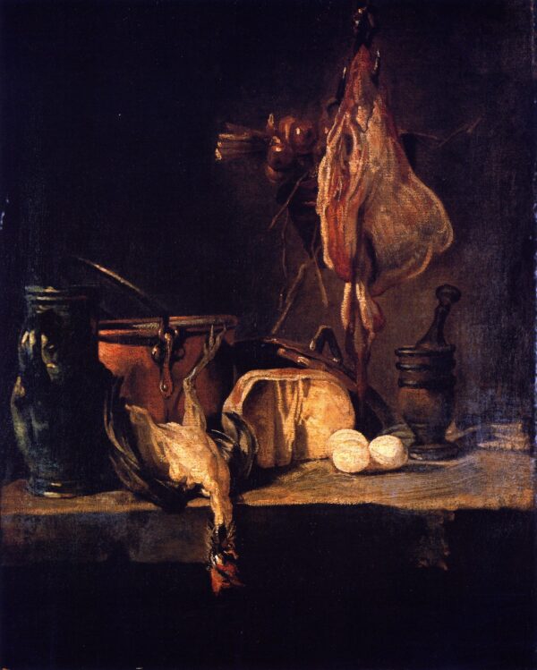 Still Life with Ray and Basket of Onions by Jean-Baptiste-Siméon Chardin, hand-painted oil painting reproduction