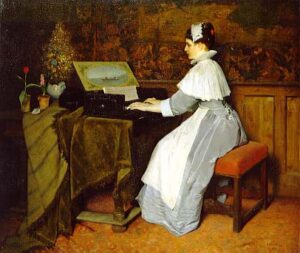 Still Life (Girl at a Spinet) by Gabriel Cornelius Ritter von Max, hand-painted oil painting reproduction