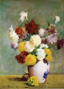 Still Life of Chrysanthemums in a Canton Vase by Emil Carlsen, hand-painted oil painting reproduction