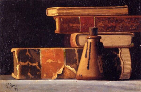 Still Life with Books and Inkwell by John Frederick Peto, hand-painted oil painting reproduction