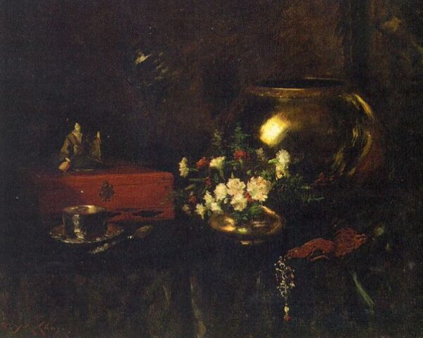 Still Life with Brass Bowl by William Merritt Chase, hand-painted oil painting reproduction