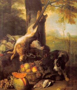 Still Life with Dead Hare and Fruit by Alexandre Francois Desportes, hand-painted oil painting reproduction