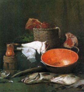 Still Life with Fish and Copper Bowl by Emil Carlsen, hand-painted oil painting reproduction