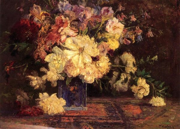 Still Life with Peonies by Theodore Clement Steele, hand-painted oil painting reproduction