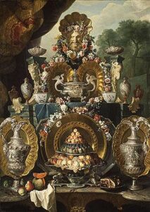 Still Life with Silver by Alexandre Francois Desportes, hand-painted oil painting reproduction