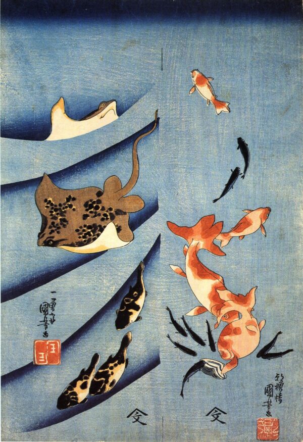 Stingrays by Utagawa Kuniyoshi, hand-painted oil reproduction