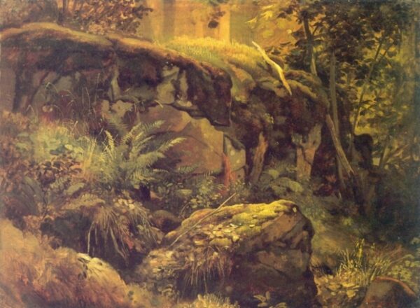 Stones in a Forest by Ivan Shishkin, hand-painted oil painting reproduction