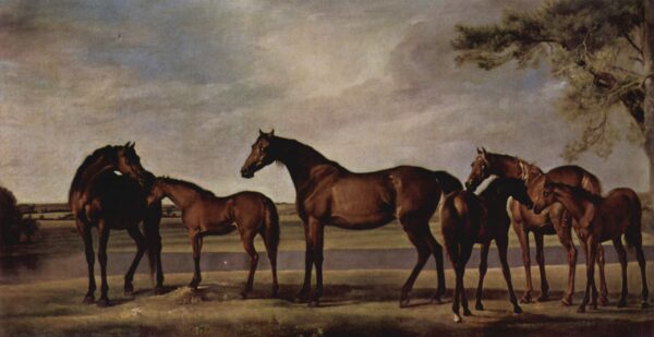 Mares and Foals Disturbed by an Approaching Storm by George Stubbs, hand-painted oil painting reproduction