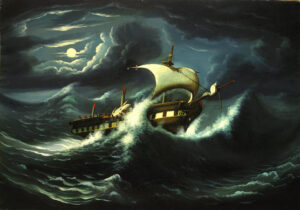 Storm Tossed Frigate by Thomas Chambers, hand-painted oil painting reproduction