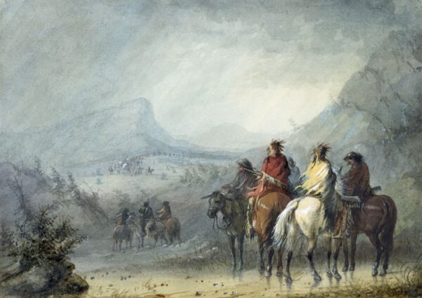 Storm – Waiting for the Caravan by Alfred Jacob Miller, hand-painted oil painting reproduction