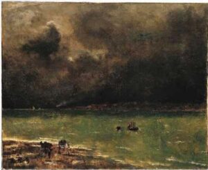 Storm At Honfleur by Alfred Stevens, hand-painted oil painting reproduction