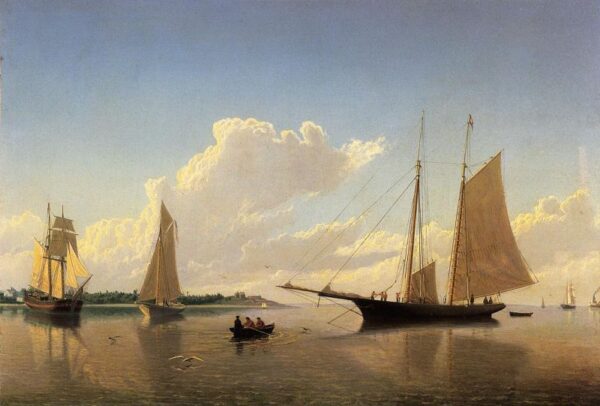 Stowing Sails off Fairhaven by William Bradford, hand-painted oil painting reproduction