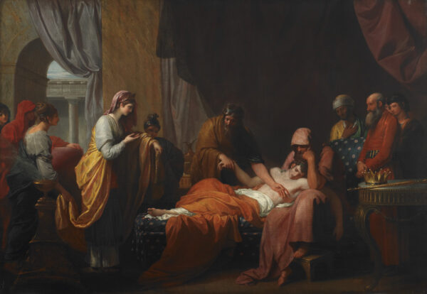 Erasistratus the Physician Discovers the Love of Antiochus for Stratonice by Benjamin West, hand-painted oil painting reproduction