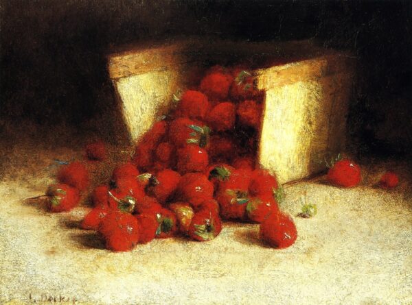 Strawberries Spilling Out of a Box by Joseph Decker, hand-painted oil painting reproduction