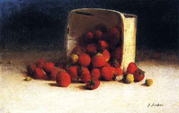 Strawberries Spilling Out of an Overturned Box by Joseph Decker, hand-painted oil painting reproduction