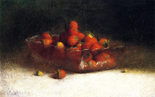 Strawberries in a Clear Bowl by Joseph Decker, hand-painted oil painting reproduction