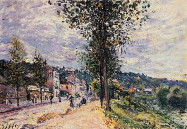 Street Entering the Village by Alfred Sisley, hand-painted oil painting reproduction