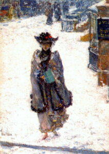 Street Scene, Christmas by Frederick Childe Hassam, hand-painted oil painting reproduction