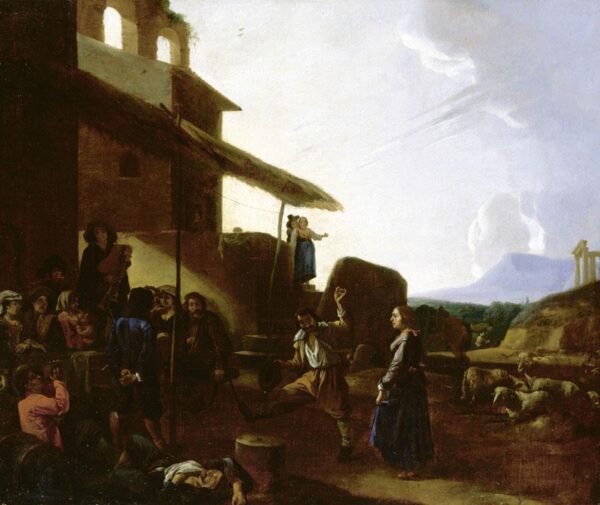 Street Scene in Rome by Michelangelo Cerquozzi, hand-painted oil painting reproduction